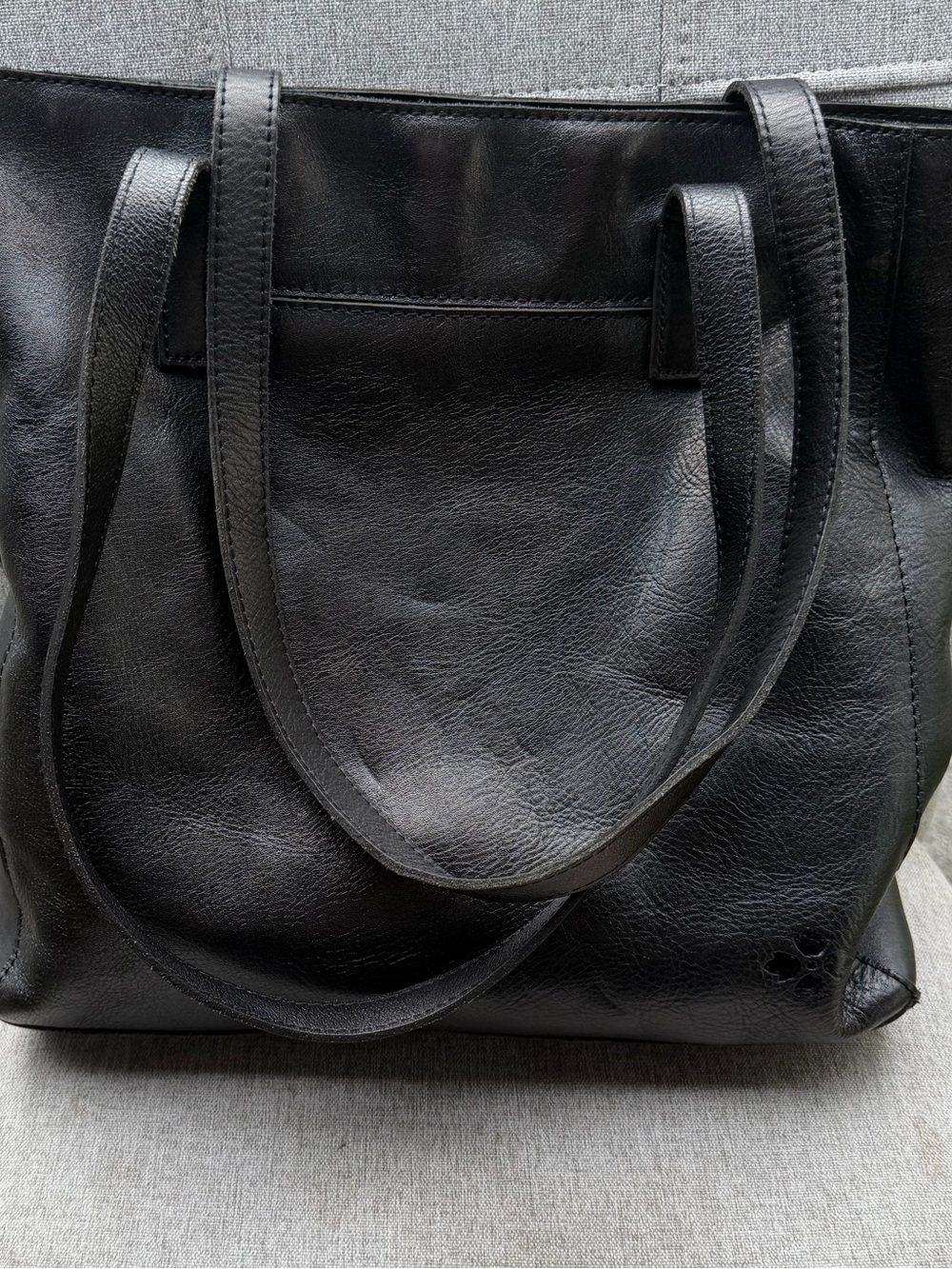Patricia Nash Black Leather Tote with Long Straps